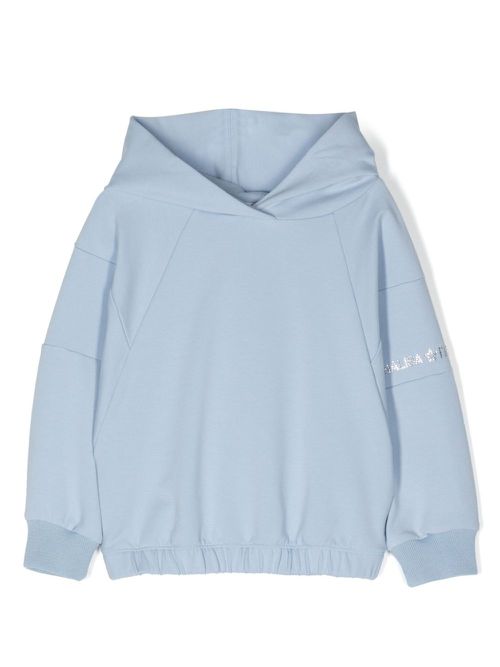 Crystal-embellished jersey hoodie - Blue