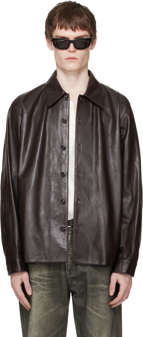 Brown Welding Leather Shirt