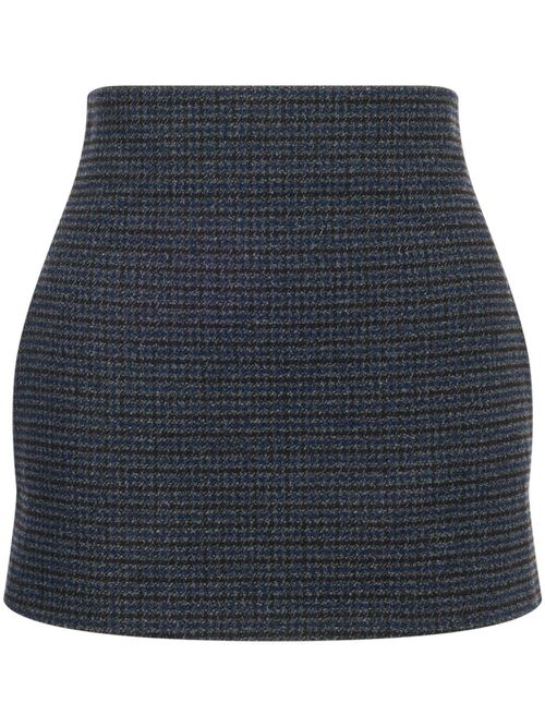 High-waist tweed mini skirt - Green