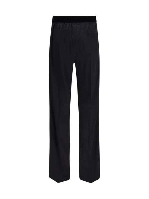 Stretch Silk Satin Trousers — Black