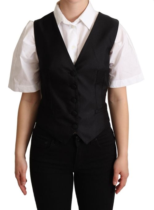 Silk Sleeveless Vest — Black