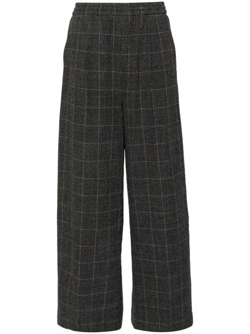 Checked straight trousers - Grey