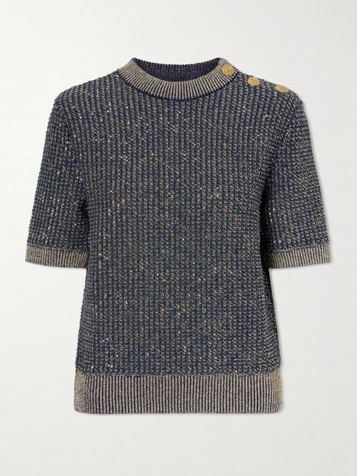 Embellished Tweed Sweater