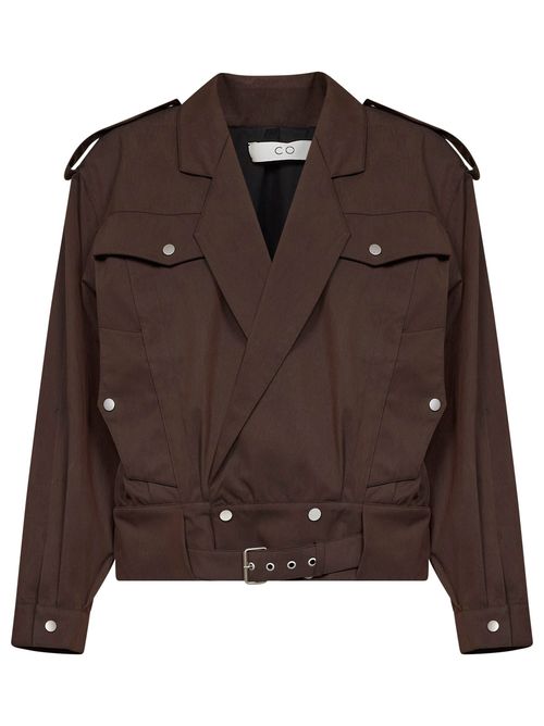 Water-Resistant Cotton Twill Jacket — Brown