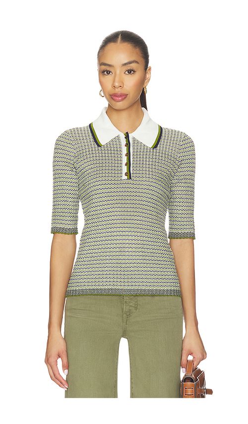 Veronica Beard Soza Polo Top in Green. L. Also in XS