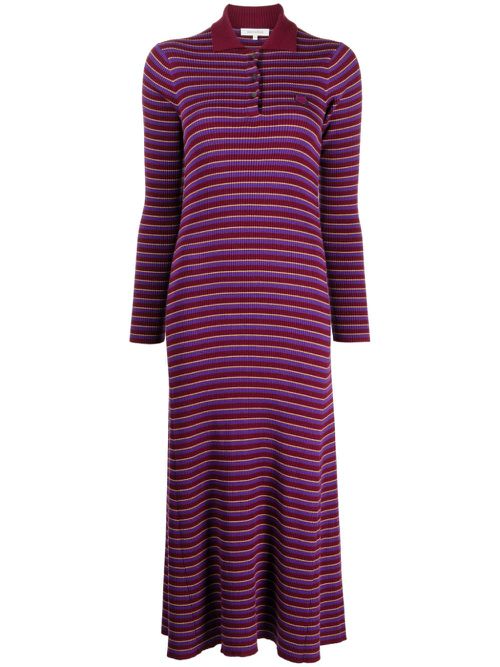 Fox-patch striped midi dress - Purple