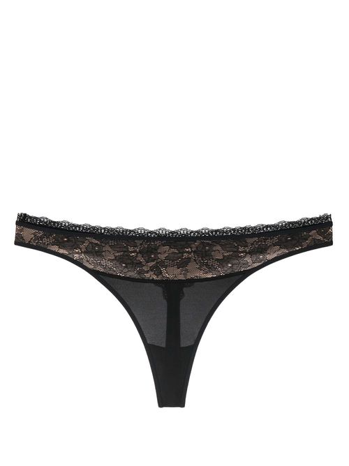 Carita lace-trim thong - Black