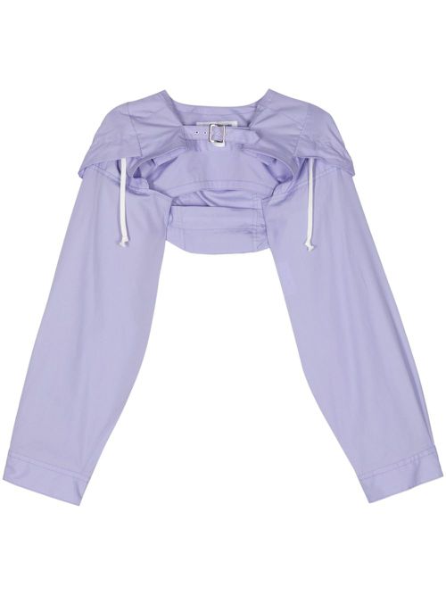 Hooded cropped cotton jacket - Purple