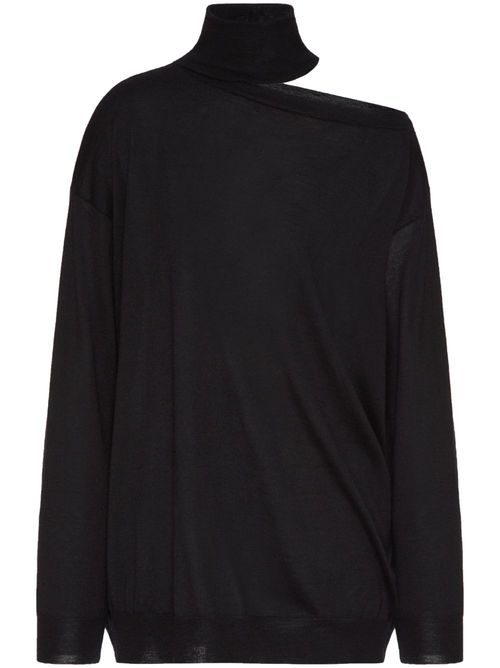 Cut-out roll-neck jumper - Black