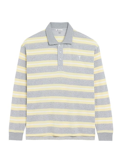 Men's Ami de Coeur Striped Polo Shirt - Gris Chine Jaune Blanc