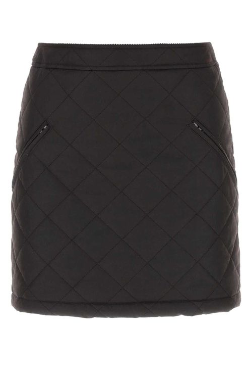 Quilted Cotton Mini Skirt — Black