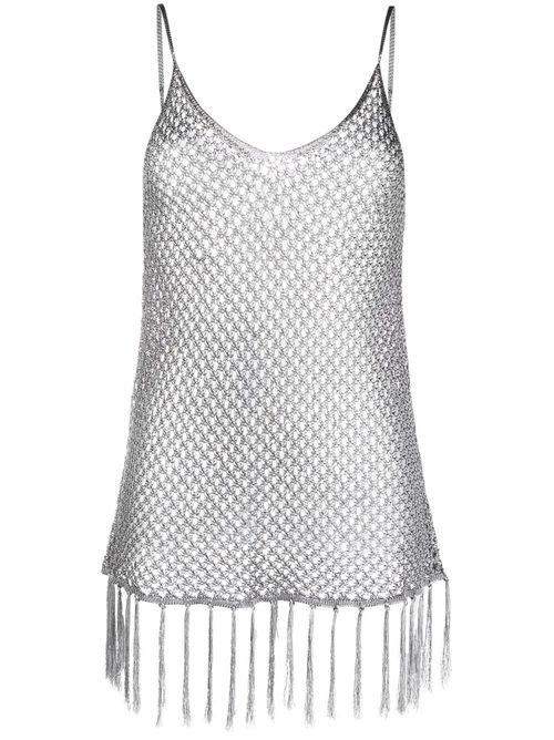 Taselled crochet top - Grey