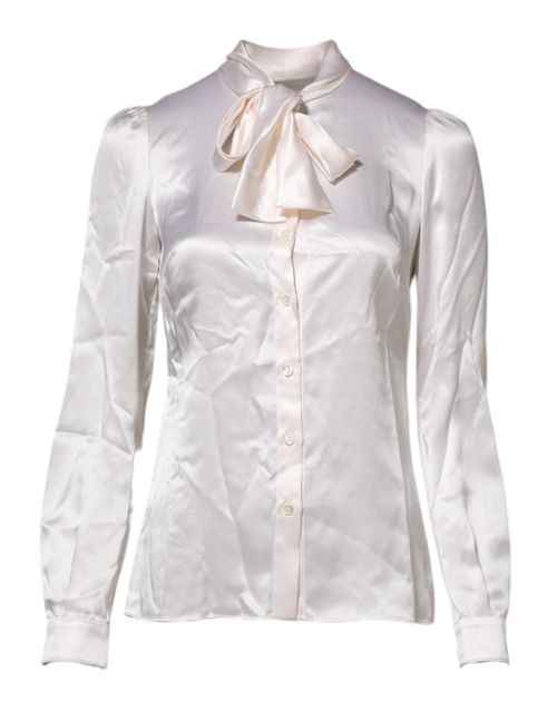 Silk Ascot Collar Blouse — White