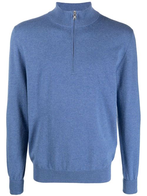 Half-zip cashmere jumper - Blue