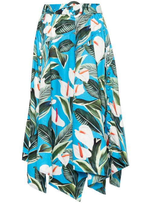 Anthurium Garden midi skirt - Blue