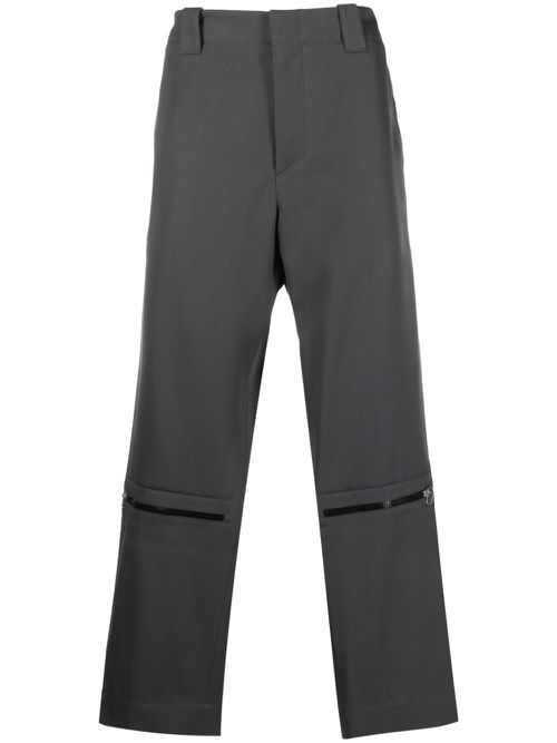 Zip-detail straight-leg trousers - Grey