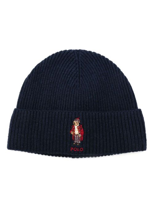 Polo Bear-motif beanie hat - Blue