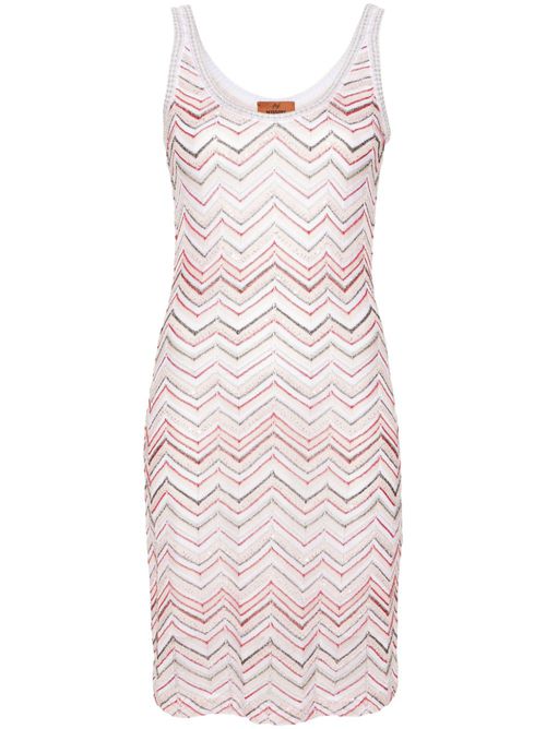 Sequined zigzag-woven dress - Pink