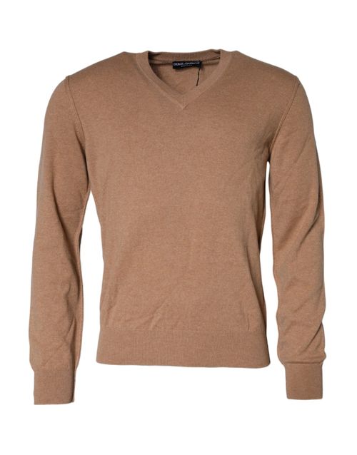 Cashmere V-Neck Sweater — Brown