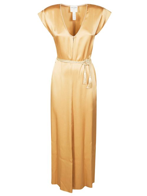 Structured V-Neck Satin Gown