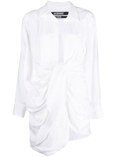 Draped shirt dress - White