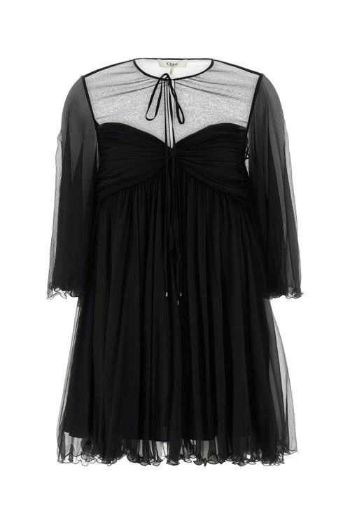 Sheer Georgette Dress — Black