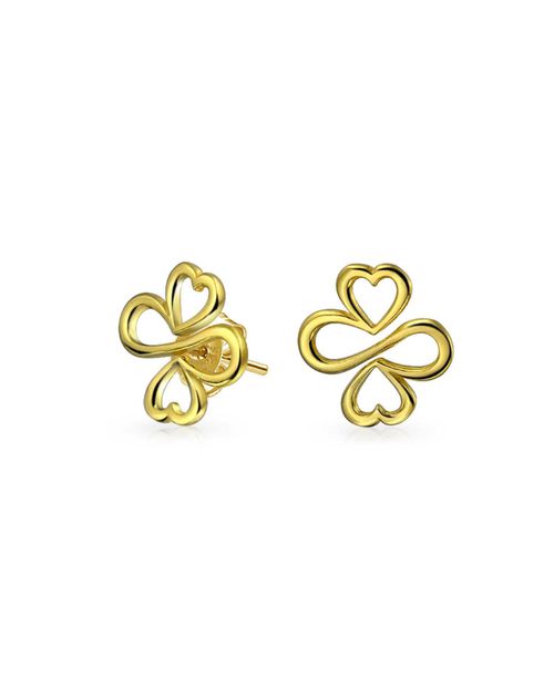Ayllu Amulet Talisman Inspirational Intertwine Symbol Heart Infinity Clover For Love Luck Unity Stud Earrings Rose Gold Plated .925 Ster