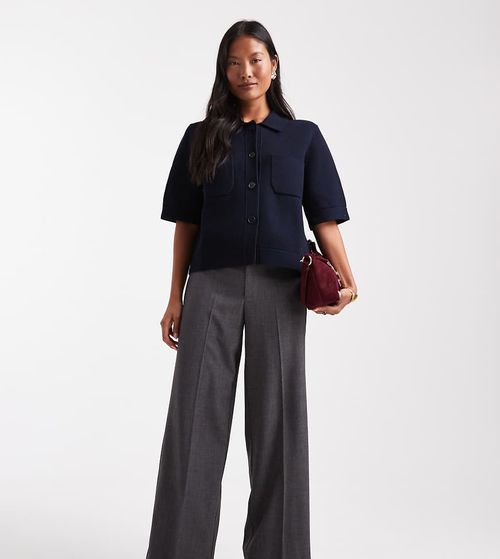 Straight smart trouser with crease front in dark grey melange