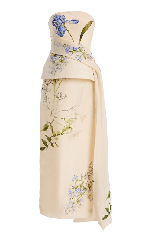 Monique Lhuillier | Strapless Draped Peplum Silk Gown | Realry