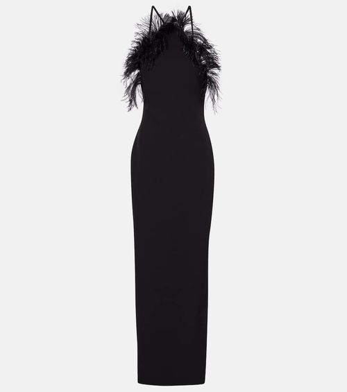 Feather-trimmed gown