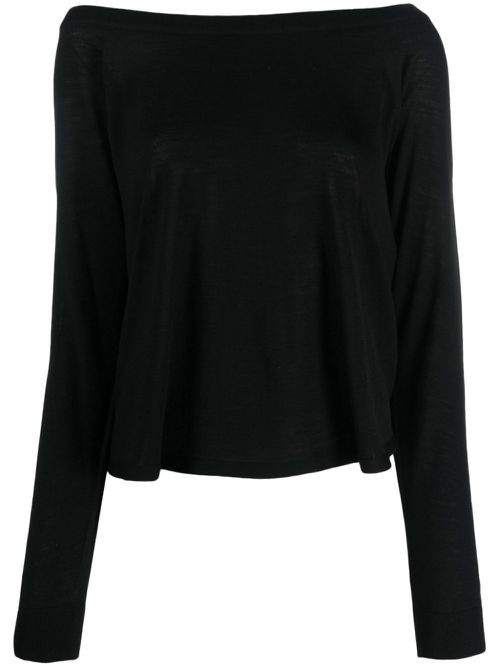 Boat-neck wool jumper - Black