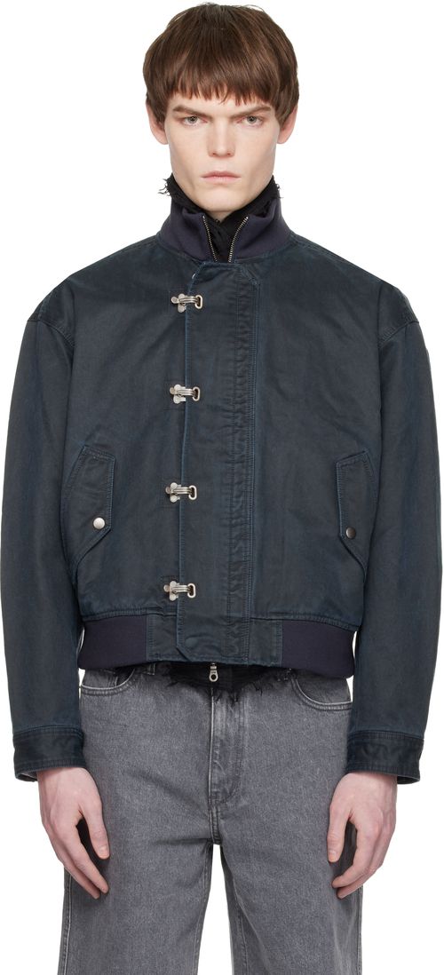 Navy Washed Deck Hook Lip Bomber Jacket