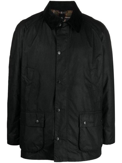 Collared wax jacket - Black