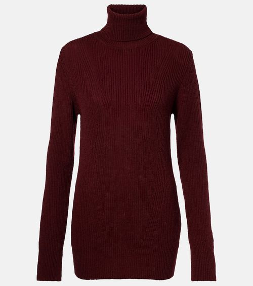 Ribbed-knit wool turtleneck sweater