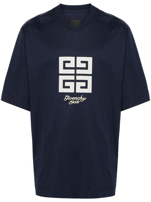 Givenchy 4G 1952 Embroidered Logo Oversized T-hirt in Medium Blue - Navy