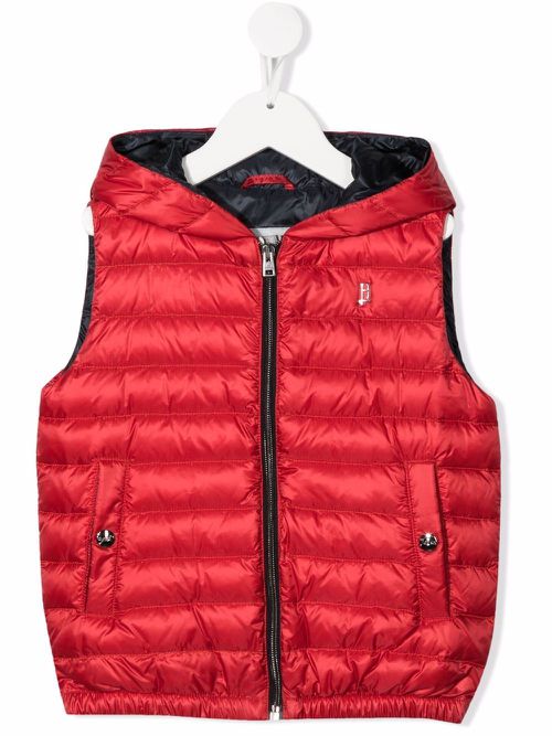 Padded down hoodie gilet - Red