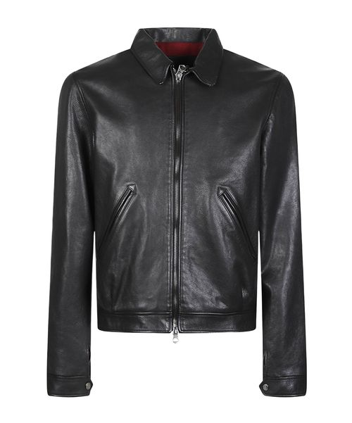 Long-sleeve leather jacket