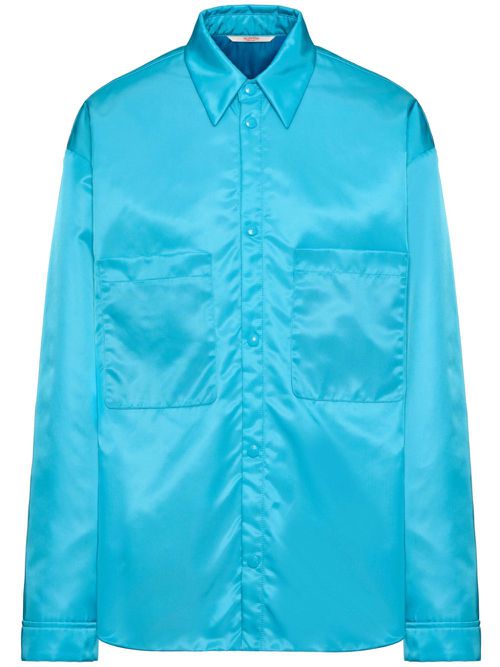 Logo-plaque shirt jacket - Blue