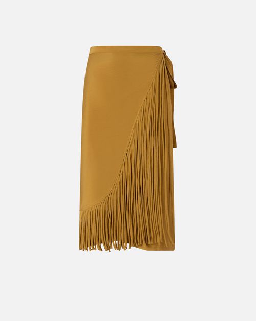 Calf-length wrap skirt with fringing - 36