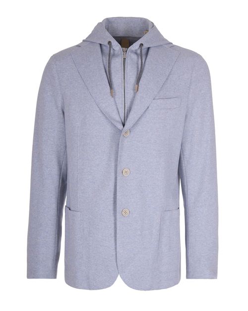Hooded Cotton-Blend Jacket — Gray
