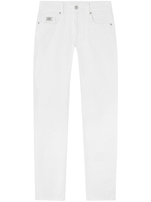 Medusa Head detail straight-legged jeans - White