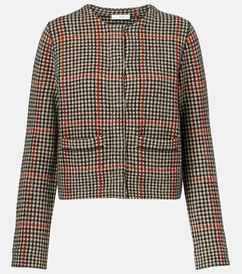 Checked wool cardigan
