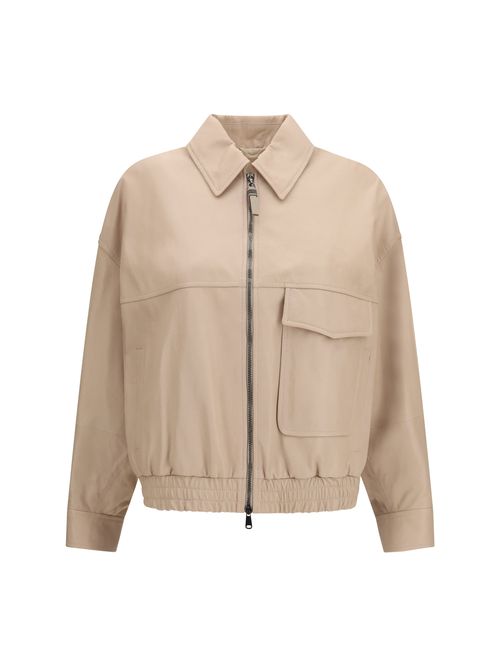 Glossy Nappa Leather Jacket — Beige