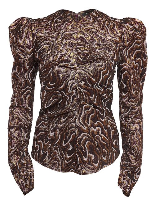 Patterned-jacquard top - Brown