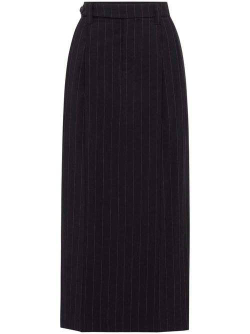 Pinstripe tailored midi skirt - Blue