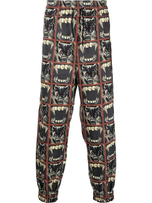 Panther print track pants - Black