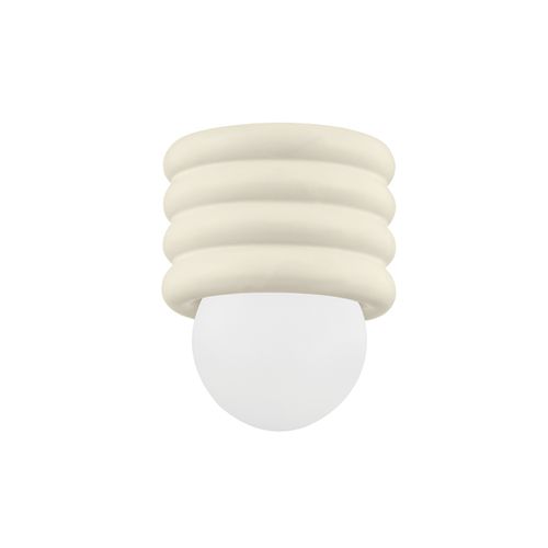 Aged Brass Ceramic Antique Ivory Flush Mount from the Bibi Collection