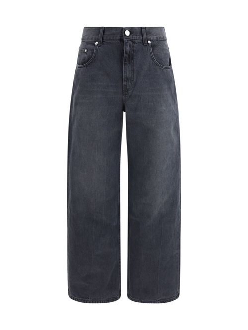 Relaxed Straight-Leg Denim Jeans — Black