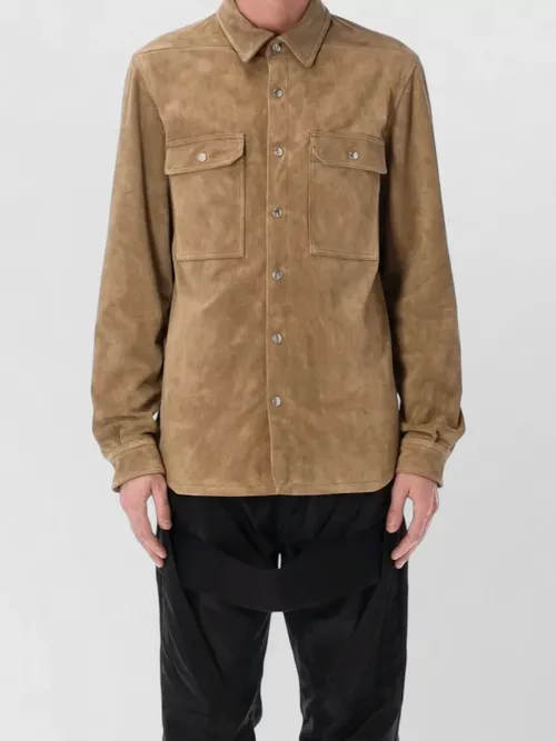 Rick Owens - leather boxy shirt jacket