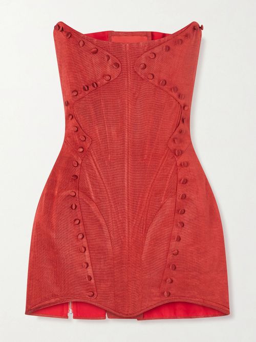 Searching For Me Corseted Silk-faille Mini Dress - Red